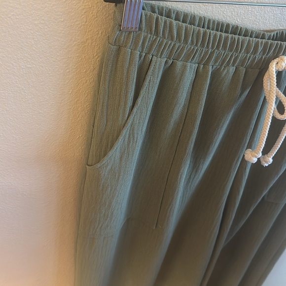 Ces Femme Wide Leg Pull On Pants Olive Side Pockets Womens Size Large - Picture 6 of 10